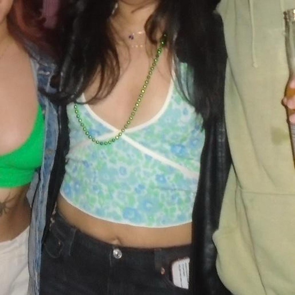 Zara green blue floral halter top